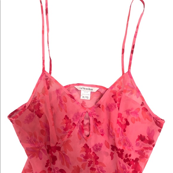 Vintage La Vie en Rose Sheer Floral Slip - Picture 2 of 2